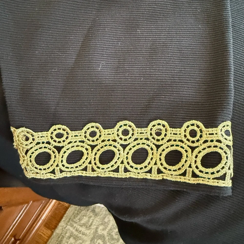 Charter Club Black Tunic with Gold Embroidery - Picture 6 of 10